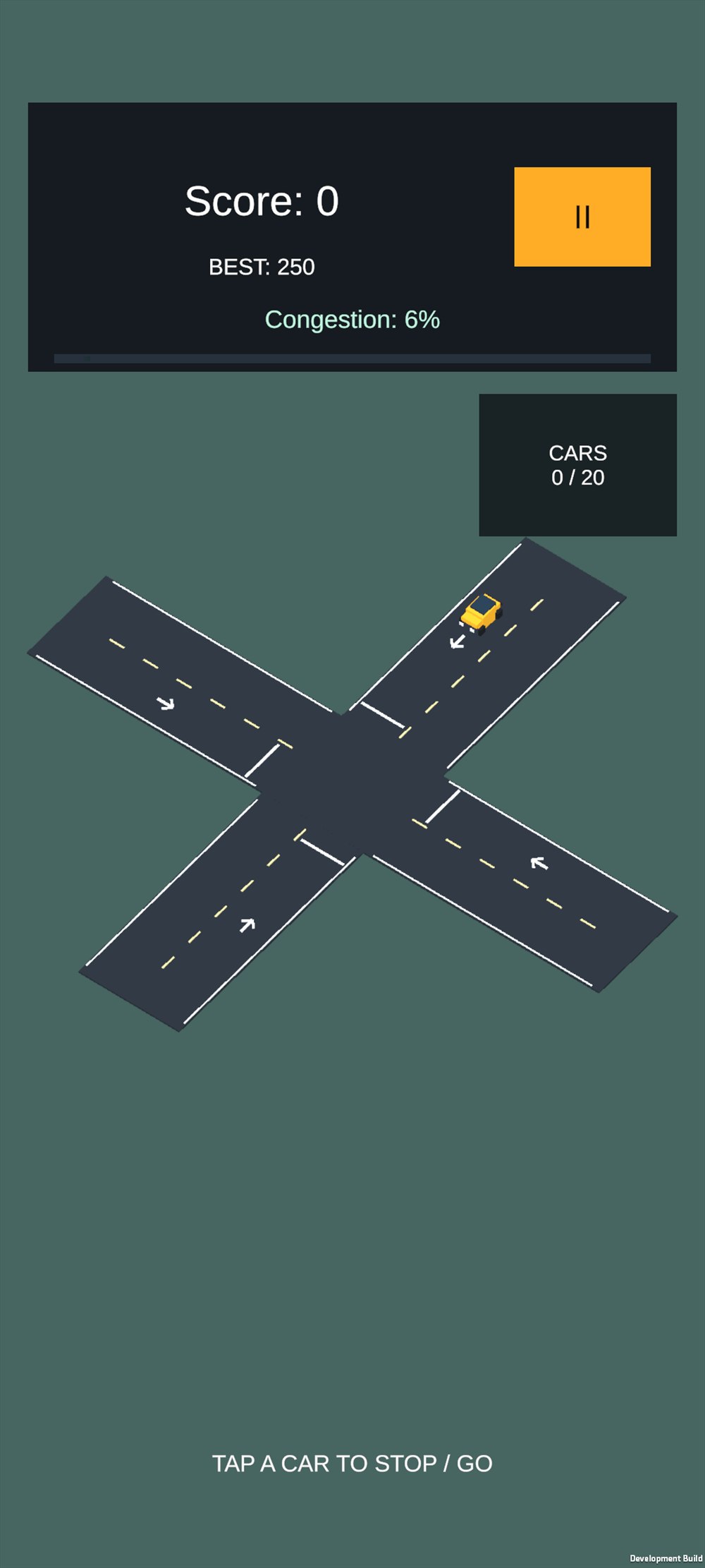 Traffic Hell gameplay at a four-way road intersection